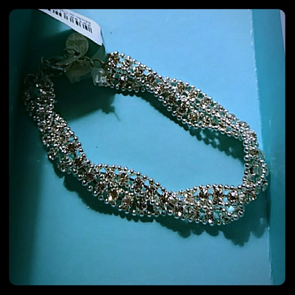 Costume silver toned w white stones